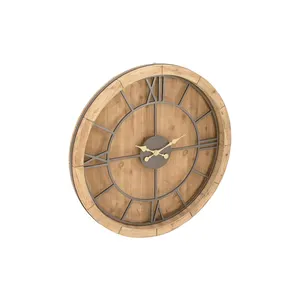 Classic Wooden Clock Roman Numerals Minimalism Wall Clock Best For Home Living Room Decorative Design Wood Wall Clock