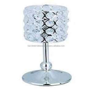 Bougeoir à pilier en cristal doré fait à la main Nouveau design Bougeoir pour lanternes et bocaux à bougies - Product Image 4