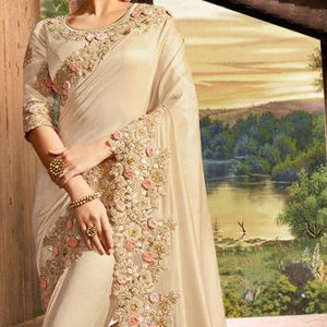 Sari de créateur avec broderie lourde, tenue indienne élégante pour femmes, idéal pour les mariages, les réceptions et les événements festifs - Product Image 1