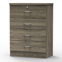 Commode à 4 tiroirs en bois multi-usages fabriquée en Malaisie, couleur personnalisée, mobilier de rangement contemporain pour salon