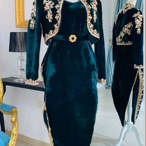 Vestido de caftán Karakou sencillo con bordado colorido y encaje 2022 ropa de fiesta Dabka con cuentas de cristal y trabajo de piedra - Product Image 1