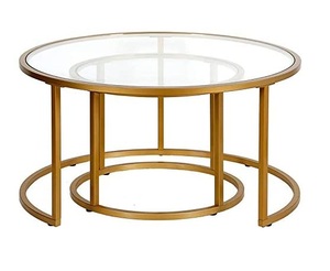 Luxury Modern <b>Nesting</b> Stained Glass Coffee <b>Tables</b> Metal Material Popular Living Room Glass Coffee <b>Table</b> for Home Use - Product Image 2