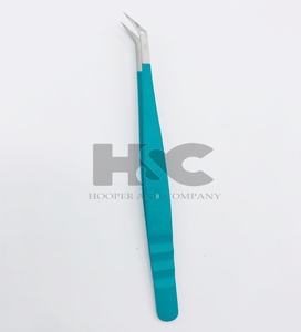 Pinzas de Bajo MOQ Punta de plata verde Pinzas de mango inferior personalizadas Pinzas de extensión de pestañas de acero inoxidable MINK sostenible - Product Image 6