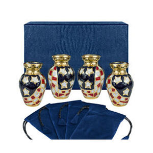 Brass American Flag Design Cremation <b>Keepsake</b> Urns Set of 4 With Velvet <b>Box</b> Hot Selling and High Quality - Product Image 1