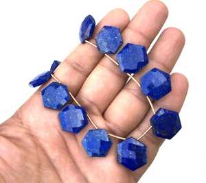 19 pièces de pierres précieuses naturelles Lapis Lazuli à facettes en forme d'hexagone pour la fabrication de bijoux à bricoler soi-même - Product Image 5
