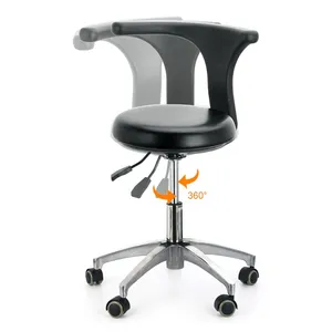 Full Medical PU Leather Doctor Stool Dentist Swivel Rolling Chair with Back Foot Rest Adjustable Dentist Stool