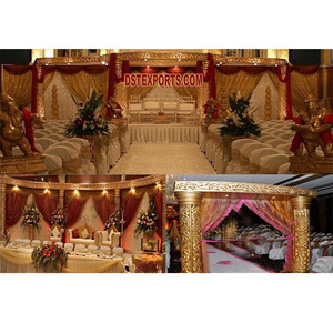 มหาราชานีชุดแต่งงานสีทอง MANDAP ชุดงานแต่งงานสีทอง Jali Mandap แบบดั้งเดิม - Product Image 1