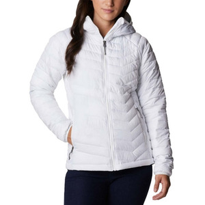 Chaqueta Acolchada Blanca con Capucha para Mujer, Ligera, con Cierre Frontal, Color Sólido, Ropa de Invierno con Bolsillos, Corte Regular - Product Image 1
