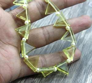 อัญมณีควอทซ์ธรรมชาติ1เส้น,อัญมณีควอทซ์มะนาวธรรมชาติลูกปัด Briolette รูปทรงล้านล้านชิ้นสำหรับทำเครื่องประดับแฮนด์เมด - Product Image 4