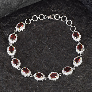 Cubic Zircon Garnet Stone <b>Bracelet</b> S925 Sterling <b>Silver</b> Gold Vintage <b>Bangle</b> Natural Birthstone Wholesale Lowest Price Jewellery - Product Image 2