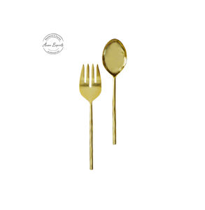 Gold Finished Hammered Salad <b>Spoon</b> Fork Set Ideal for Stylish Dining Modern Serveware Durable and Elegant <b>Table</b> Decor - Product Image 2