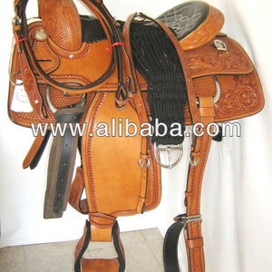 Selle de cheval western en cuir indien de qualité supérieure avec design ajouré, siège en cuir souple et arceau en bois pour l'équitation - Product Image 2