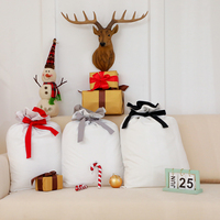 Vente en gros Sac cadeau de Noël avec ruban Décoration de Noël Sac Père Noël sublimation en toile