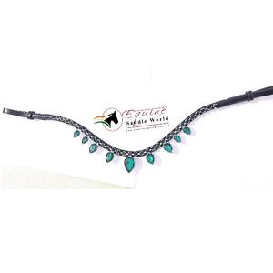 Cinta para la Cabeza de Caballo de Cristal Verde de Lujo, con Pedrería, Sistema de Cambio Rápido con Gancho y Bucle - Product Image 2