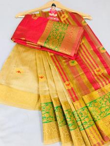 Nuevo aspecto atractivo ropa de fiesta brocado, seda de sari con blusa de las mujeres indias desgaste sari barato precio bajo al por mayor surat - Product Image 6