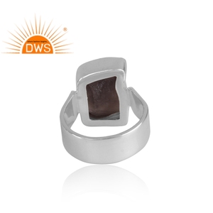 Designer Handmade Fine Sterling Silver Natural Rough Moldavite Gemstone <b>Statement</b> <b>Ring</b> Jewelry Manufacturer - Product Image 4
