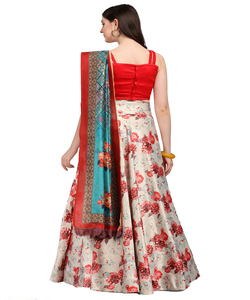 Bollywood georgette feuille impression travail lehenga choli avec dentelle travail dupatta fête porter prix de gros vêtement ethnique ApparelGarment - Product Image 2