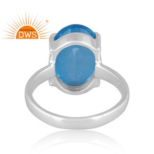 925สเตอริงเงินธรรมชาติสวิสสีฟ้าบุษราคัมหินควอตซ์อัญมณีวางซ้อนกันได้สำหรับผู้หญิงเครื่องประดับ - Product Image 4