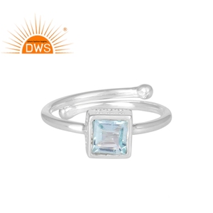 Blue Topaz Gemstone <b>Ring</b> Jewelry Supplier Handmade <b>925</b> Sterling <b>Silver</b> <b>Ring</b> Jewelry Manufacturer - Product Image 1