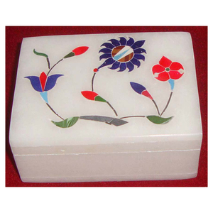 Caja de joyería Rectangular con incrustaciones de mármol, para regalos - Product Image 1