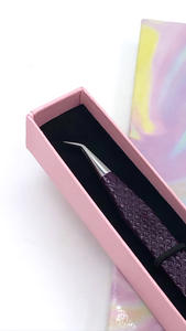 Nuevo diseño profesional, recubrimiento en polvo de ciruela, pinzas de extensión de pestañas de acero inoxidable de 45 grados, instrumento de belleza con logotipo personalizado - Product Image 3