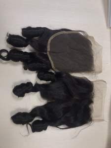 Perruque de cheveux humains péruviens bouclés, Double Machine, tissage, fermeture, EXTENSION, vente en gros - Product Image 4