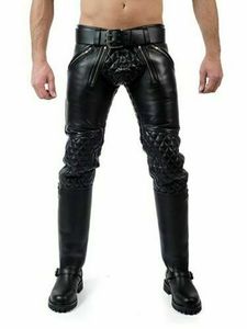 <span class=keywords><strong>Pantaloni</strong></span> di <span class=keywords><strong>pelle</strong></span> trapuntati fatti a mano da <span class=keywords><strong>uomo</strong></span> <span class=keywords><strong>pantaloni</strong></span> neri a vita media Design personalizzabile unico con il miglior prezzo - Product Image 4