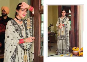 Traje Salwar Kameez de Diseñador con Dupatta, Ropa Femenina India y Pakistaní, Bordado con Pedrería, Seda y Malla, Precio Bajo al por Mayor - Product Image 4