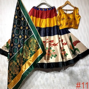 In Kỹ Thuật Số Lehenga Choli Cho Phụ Nữ Mặc Bên Nhà Sản Xuất Tỷ Lệ Thiết Kế Partywear Vải Lụa Chaniyacholi Phong Cách Ấn Độ - Product Image 6