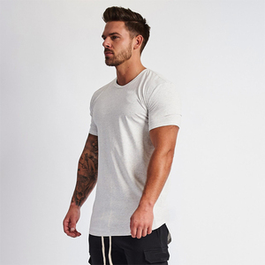 ขายส่งพื้นฐานพิมพ์หน้าจอเสื้อยืดผ้าฝ้าย95% 5% อีลาสเทนเสื้อยืดโค้ง Hem - Product Image 5