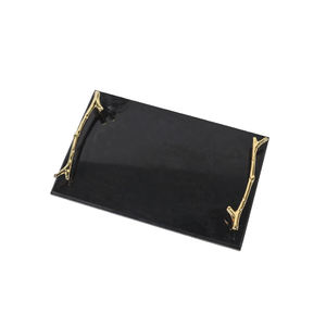 Bandeja de servicio de acero inoxidable, mango personalizado en forma de flor de latón, diseño a la moda - Product Image 5