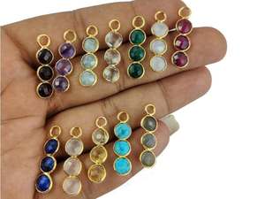 Colgante de piedra natal de amatista chapado en oro Vermeil tres piedras bisel conjunto hecho a mano plata esterlina oro rosa encanto de moda - Product Image 3