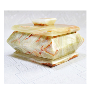 Pot à sucre en forme de boîte de marbre, Onyx moderne, couleur et taille personnalisés, livraison gratuite - Product Image 1