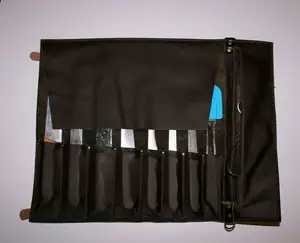 Bolsa de couro legítimo personalizada, atacado de alta qualidade, faca chef, bolsa de rolo, ferramentas personalizadas