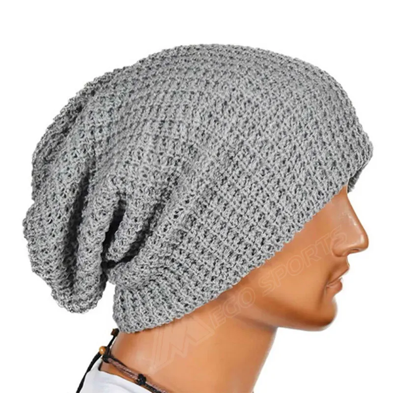 Mens Ladies Knitted Woolly Winter Oversized Ski Cap Skate-board Slouch Beanie Hat Winter Knitted Cap