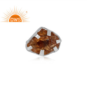 แหวนซีทรินอัญมณีไม่เจียระไนแบบไม่เจียระไน,ชุดแหวนเงินแท้92.5ชุด6แฉกสำหรับใช้เป็นของขวัญเดือนพฤศจิกายนเครื่องประดับแหวนราคาส่ง - Product Image 2