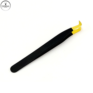 Pinces à épiler pour faux-cils, couleur noire, pointe dorée, personnalisée, marque, nom et emballage, vente en gros, outils, 1 pièce - Product Image 5