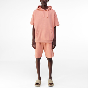 ชุดกันเหงื่อผ้าคอตตอนสำหรับผู้ชาย,แบบสั้นมีฮู้ดทำจากผ้าเทอร์รี่ - Product Image 5