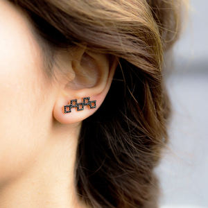 Boucles d'oreilles géométriques en Zircon noir, pour femmes, bijoux, artisanaux, nouveau Design, vente en gros, collection - Product Image 2