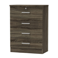 Commode à 4 tiroirs en bois multi-usages fabriquée en Malaisie, couleur personnalisée, mobilier de rangement contemporain pour salon
