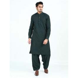 Shalwar Kameez Traditionnel Brodé Uni pour Homme, Tissu 100% Coton Confortable et Respirant, Idéal pour les Fêtes - Product Image 3