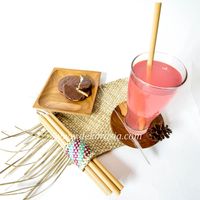 Ensemble de pailles en bambou bio avec anneau de serviette en Pandanus |   Pailles à boire 100% naturelles et durables pour les accessoires de bar de voyage modernes
