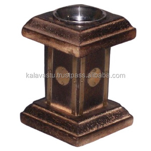 Quemador de incienso y carbón hecho a mano de latón con base de madera y taza de latón, soporte para aromaterapia con incienso. - Product Image 1
