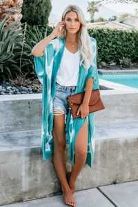 เดรสกิโมโนผ้าทอของผู้หญิงหรูหราขนาดใหญ่พิเศษเสื้อสเวตเตอร์ถักยาวครึ่งแขนสไตล์ธรรมชาติสำหรับวันหยุดพักผ่อน/ชายหาด - Product Image 2