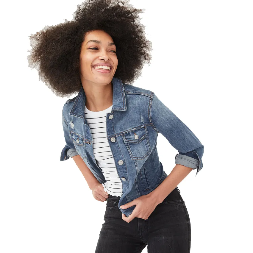 Veste en Denim à manches longues pour femme, haut court, en Jean noir, personnalisé, à la mode