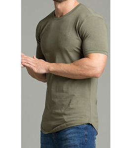 Muscle Fit เสื้อยืดปั่นด้ายสำหรับผู้ชาย,เสื้อออกกำลังกายยิมปั่นด้ายเนื้อผ้าฝ้ายผสมโพลีเอสเตอร์คุณภาพดีชุดกีฬา OEM - Product Image 1