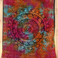 Parure de lit en coton uni à imprimé animal Mandala Éléphant, taille double, plusieurs couleurs, style ethnique, pour usage domestique, par Indian Consigners