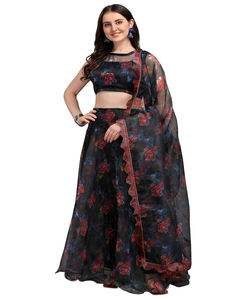 Atractivo trabajo de impresión digital de seda Georgette lehenga choli con trabajo de encaje dupatta ropa de fiesta precio al por mayor Ropa Étnica - Product Image 6