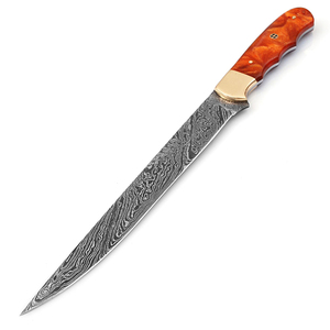 13 Inches New Style Custom Hand Forged Damascus Fillet Chef knife With leather Sheath cover (smk1640) - Product Image 6