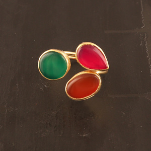 แหวนพลอยธรรมชาติสามชั้นปรับได้สำหรับผู้ชายและผู้หญิงแหวนดีไซน์เนอร์ขนาดใหญ่ - Product Image 5